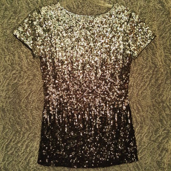 Maner Ladies' Sequined Glitter Gradient Top SZM - Picture 2 of 3